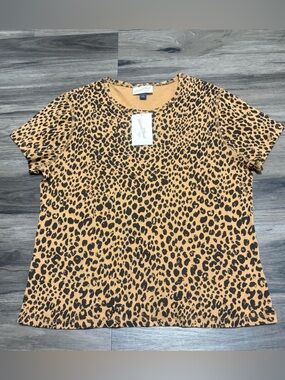 Universal Thread Leopard Print Short Sleeve Tee - Mustard & Black